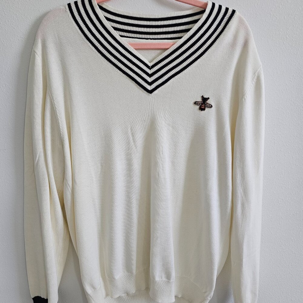 (No Tag) Gucci Bee V Neck Sweater Size M (Original) $675